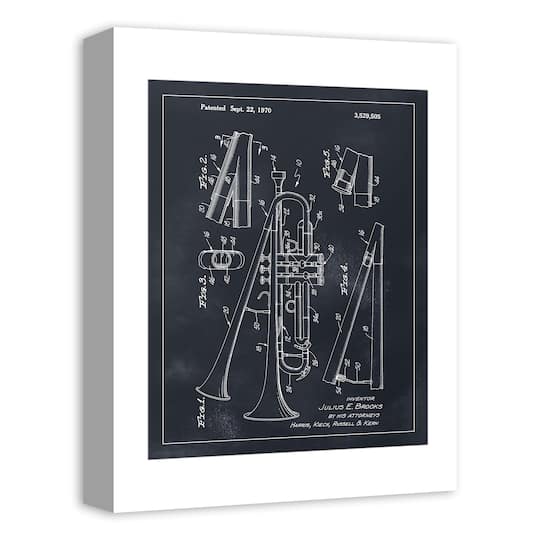 Dual Bell Trumpet Patent 12" x 16" Canvas Wall Art